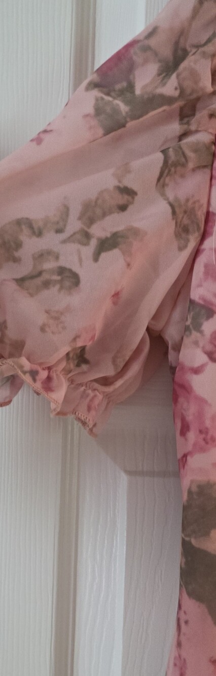 Ladies Pink Floral Maxi Dress - Elegant High Neck - Picture 2 of 10